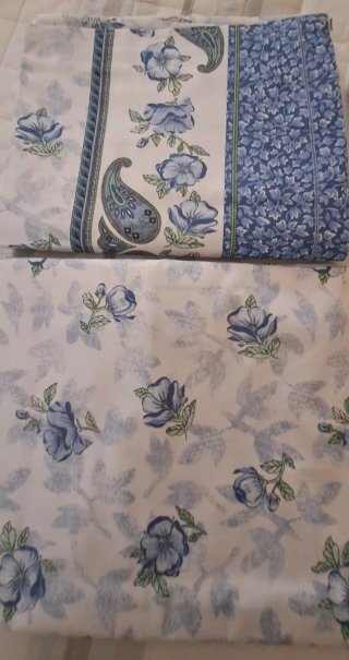 Completo Lenzuola Matrimoniale Blu e Bianco