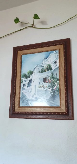 Cuadro Acuarela Original Paisaje Blanco