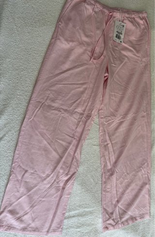 Pantalón rosa fino ancho cintura elástica talla XL