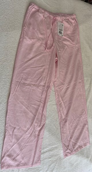 Pantalón rosa fino ancho cintura elástica talla XL