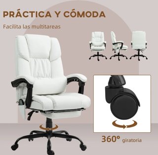 Silla Oficina Masaje 6 Puntos Blanca