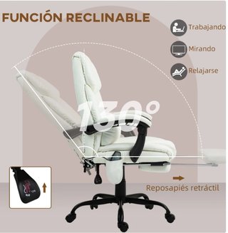 Silla Oficina Masaje 6 Puntos Blanca