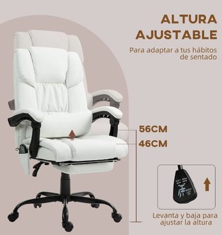 Silla Oficina Masaje 6 Puntos Blanca