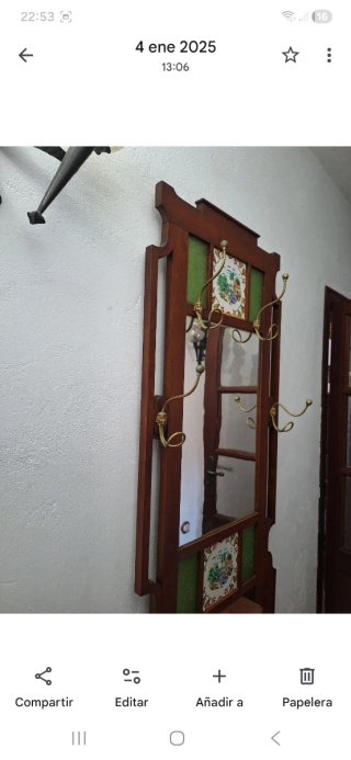 Perchero antiguo madera y metal