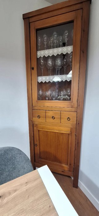 Mueble Rinconera Madera y Cristal