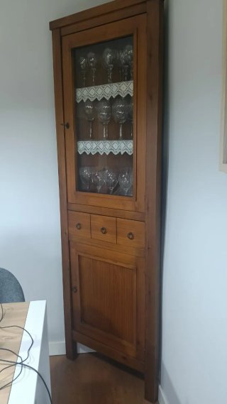 Mueble Rinconera Madera y Cristal