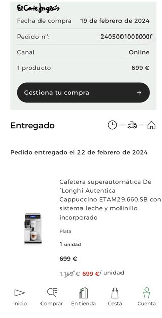 Cafetera DeLonghi Auténtica Cappuccino