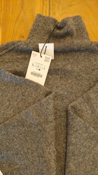 Jersey de punto gris cuello alto talla L