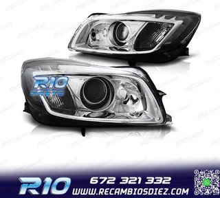 FAROS PARA OPEL INSIGNIA 08-13 LUZ DIURNA FONDO CROMO
