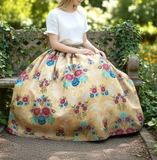 Falda Fallera Brocada Oro y color