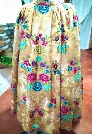 Falda Fallera Brocada Oro y color