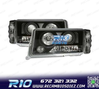 FAROS MERCEDES 190 W201 82-93 LUPA FONDO NEGRO