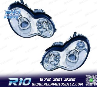 FAROS XENON PARA MERCEDES CLASE C W203 00-07 FONDO CROMO