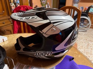 Casco Moto Cross AGV Negro Plata Blanco