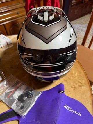 Casco Moto Cross AGV Negro Plata Blanco