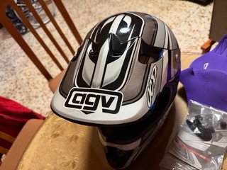 Casco Moto Cross AGV Negro Plata Blanco