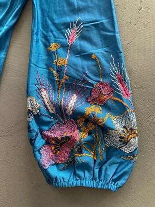 Vestito mini vintage turchese con ricami