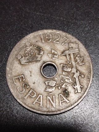 Moneda 25 Céntimos, España 1927.