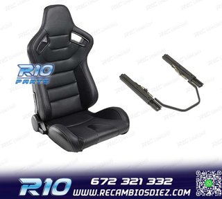 ASIENTO DEPORTIVO SEMI BAQUET ESTILO RS CUERO NEGRO Y CORRED