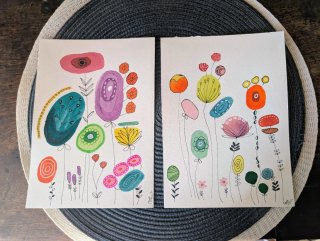 Due acquarelli floreali astratti