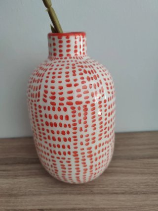 Jarrón Zara Home Rojo y Blanco