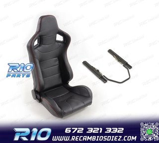 ASIENTO DEPORTIVO SEMI BAQUET ESTILO RS CARBONO NEGRO Y CORR