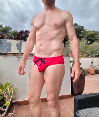 Bañador slip hombre rojo talla M