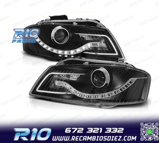 FAROS AUDI A3 8P LUZ DIURNA LED FONDO NEGRO