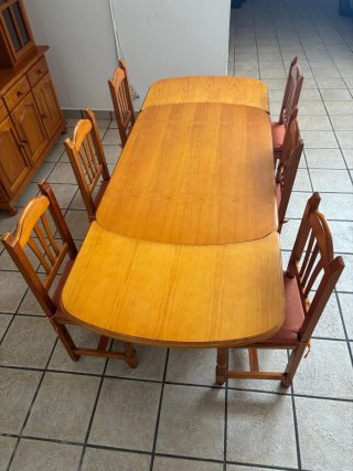 Mueble comedor rústico madera y cristal