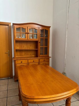 Mueble comedor rústico madera y cristal