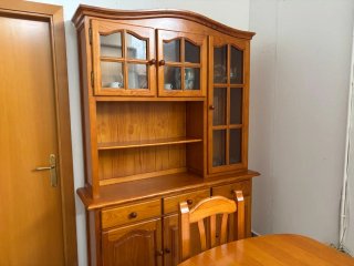 Mueble comedor rústico madera y cristal