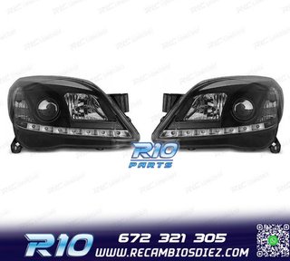 FAROS OPEL ASTRA H 04-09 LUZ DIURNA LED FONDO NEGRO