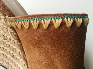 Alpargatas Cuña piel Serraje Camel