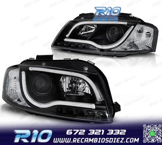 FAROS AUDI A3 8P 03-08 TRU DRL NEGROS