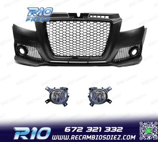 PARAGOLPES DELANTERO AUDI A3 8P 08-12 LOOK RS3 NEGRO CON FAR