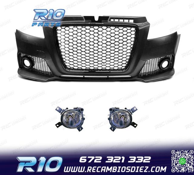 PARAGOLPES DELANTERO AUDI A3 8P 08-12 LOOK RS3 NEGRO CON FAR