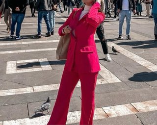 Traje sastre blazer y pantalón rosa fresco