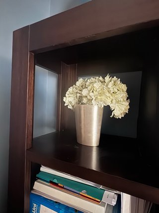 Estantería alta de madera oscura
