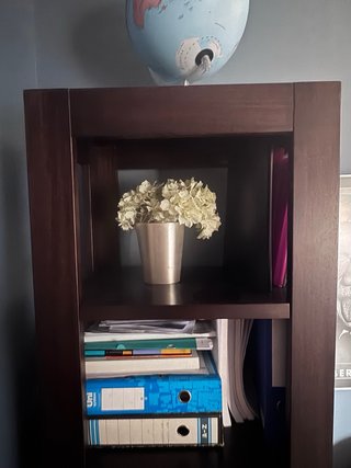 Estantería alta de madera oscura