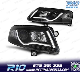 FAROS AUDI A6 C6 04-08 LUZ DIURNA DRL LED NEGRO