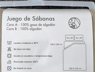 Juego sabanas 150 gasa de algodón (A ESTRENAR)