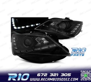 FAROS SEAT IBIZA 6J 12-15 LUZ DIURNA LED FONDO NEGRO