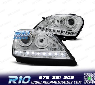 FAROS MERCEDES CLASE ML W164 05-08 LUZ DIURNA FONDO CROMO