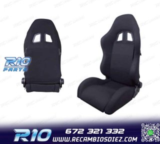 KIT ASIENTO DEPORTIVO SEMI BAQUET MONTECARLO TELA NEGRO