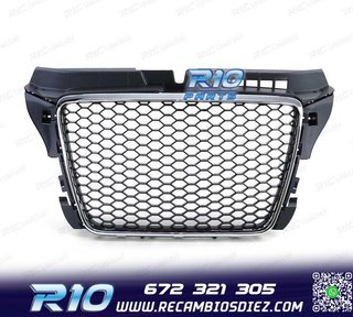 PARRILLA AUDI A3 8P 08-12 LOOK RS3 NEGRO CROMO