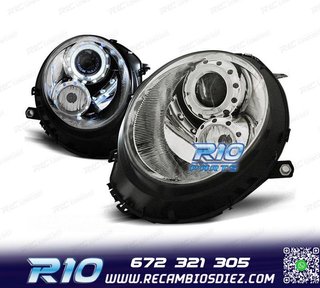 FAROS PARA MINI COOPER R56 R57 06-14 OJOS ANGEL FONDO CROMO