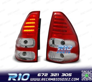 PILOTOS TOYOTA LAND CRUISER FJ120 03-08 LED ROJO CROMO