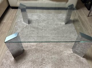 Mesa de centro cristal y metal