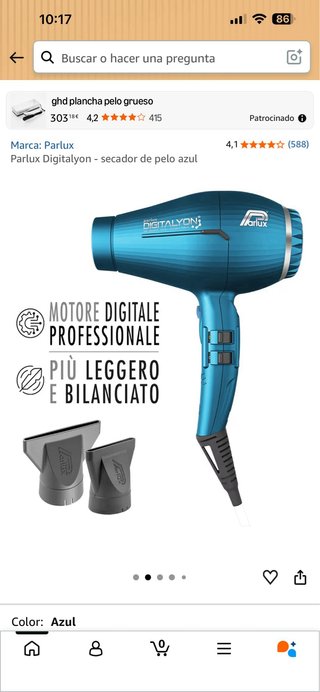 Parlux Digitalyon secador de pelo azul
