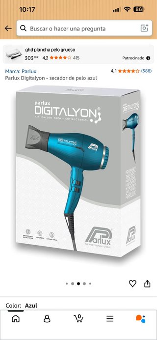 Parlux Digitalyon secador de pelo azul